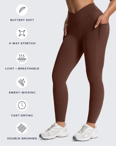 Miniatura 47 de Aoxjox Trinity - Pantalones de yoga de cintura alta con bolsillos para mujer, control de abdomen, cintura cruzada, leggings de entrenamiento suaves