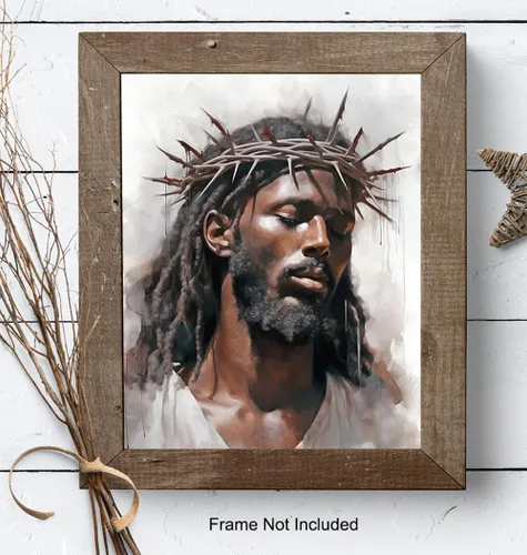 Miniatura 8 de Arte de pared de Jesús negro y decoración - Arte de pared para afroamericanos - Hombre negro - Decoración de pared cristiana - Imagen de Jesucristo