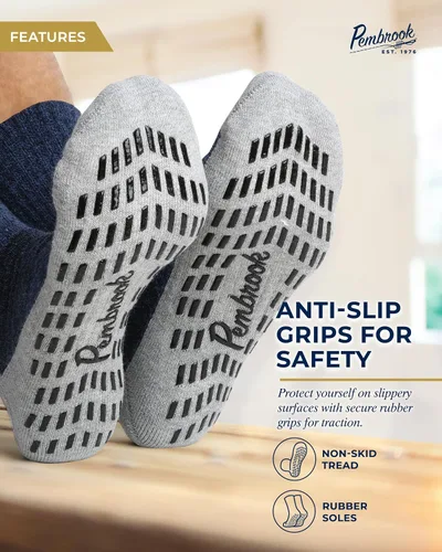 Miniatura 9 de Pembrook 4 pares de calcetines antideslizantes para hombres, mujeres, marido, papá, calcetines de agarre para hospital, yoga, pilates, barre