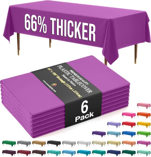 Miniatura 47 de Exquisite 66% Thicker Premium Plastic Table Cloth Rectangle Table Cover 0.5 Mil 6 Pack Aqua Table Cloth 54 Inch x 108 Inch Disposable Tablecloth
