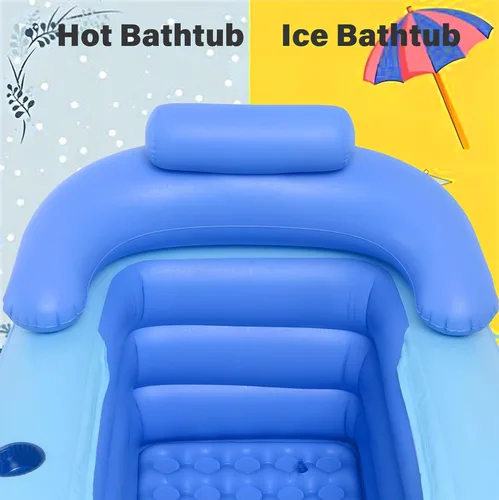 Miniatura 5 de Bañera inflable para adultos de 63 pulgadas y 5.2 pies con bomba de aire eléctrica, bañera de hidromasaje portátil independiente plegable para baño