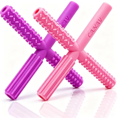 X Hollow - Tubos mordedores con 3 texturas, juguetes de dentición para bebés de 0 a 6 meses, 6 a 12 meses, sin BPA, seguro para congelador y