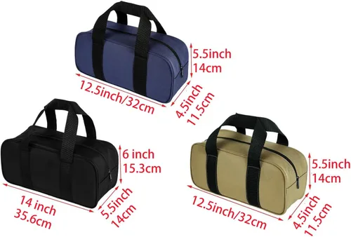 Miniatura 2 de Bolsa de herramientas con boca ancha, organizador impermeable, disponible en azul marino, negro y caqui (2, azul marino)