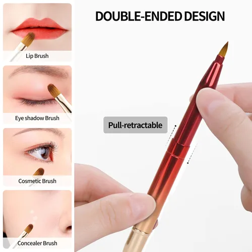 Miniatura 6 de Unaone [Paquete de 2] Cepillo de labios para lápiz labial, cepillos de labios retráctiles, cepillo de maquillaje de doble extremo para lápiz labial
