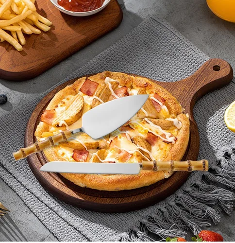 Miniatura 2 de Cubiertos de mango de material natural, cuchillo y servidor de acero inoxidable 18/0, cubiertos de cubiertos para comer