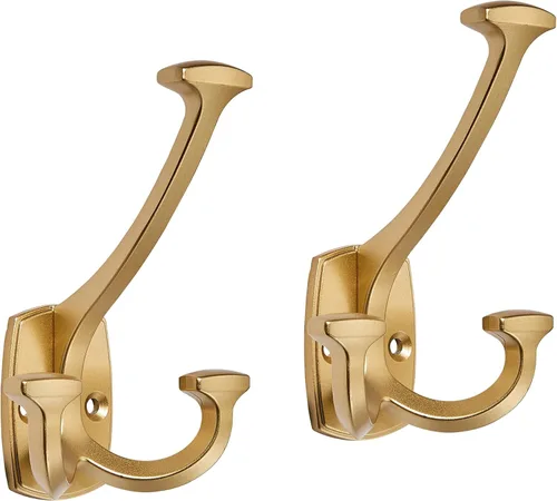 Miniatura 8 de Ganchos de latón antiguos grandes montados en la pared decorativos de doble cara resistentes para colgar abrigos, toallas, batas, bolsos, ganchos