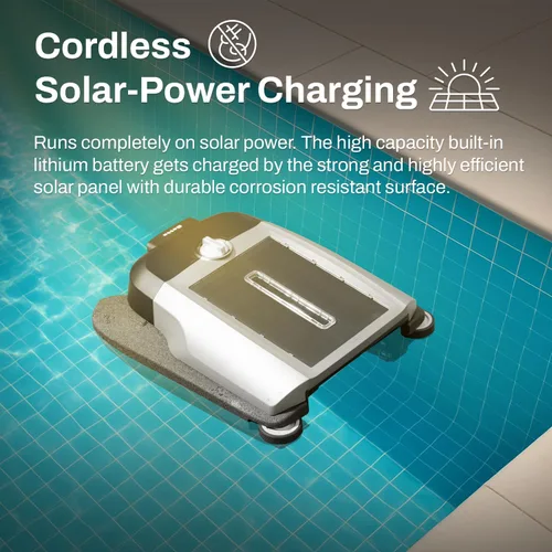 Miniatura 2 de Betta Flex Espumador robótico para piscina con energía solar – Sin cables con modos de limpieza duales, protección de piscina de tacto suave. Gris