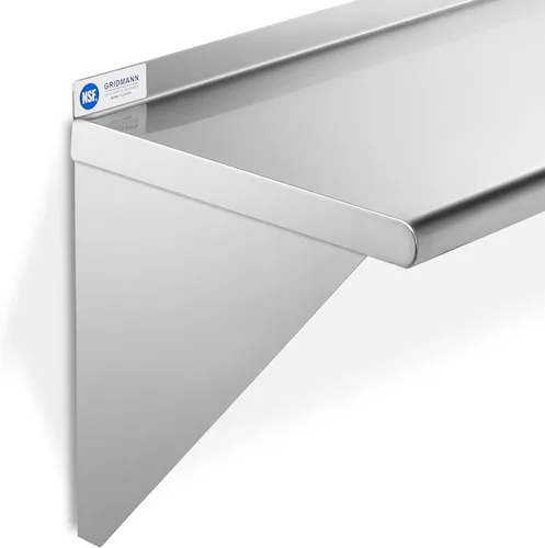Miniatura 4 de GRIDMANN Estante de montaje en pared de acero inoxidable de 12 x 24 pulgadas con protector contra salpicaduras, grado comercial, estantería