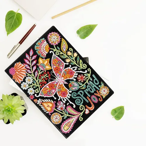 Miniatura 2 de Kits de cuadernos de pintura artística con diamantes 5D, para difundir alegría, mariposa, cuero, bricolaje, diario con forma especial, cuaderno