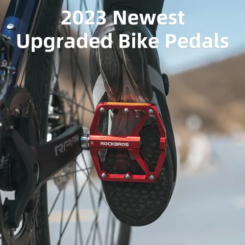 Miniatura 2 de ROCKBROS Pedales de Bicicleta de Montaña Pedales MTB Pedales Planos de Bicicleta de Aluminio 9/16" Rodamiento Sellado Plataforma Ligera