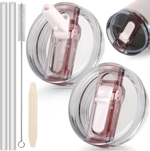 Miniatura 51 de 14 oz Tapa con popote abatible de repuesto para accesorios de vaso Stanley, 2 tapas antiderrames a prueba de derrames para vasos Stanley de 14 oz