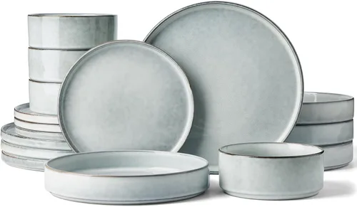Miniatura 31 de Juego de platos y cuencos Nebula de Famiware, juego de vajilla de 12 piezas, juego de platos para 4, blanco