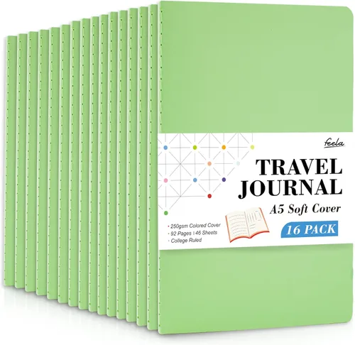 Miniatura 13 de feela - Paquete de 16 cuadernos de tapa suave a granel, cuadernos rayados universitarios para el trabajo para mujeres y niñas, diario de viaje