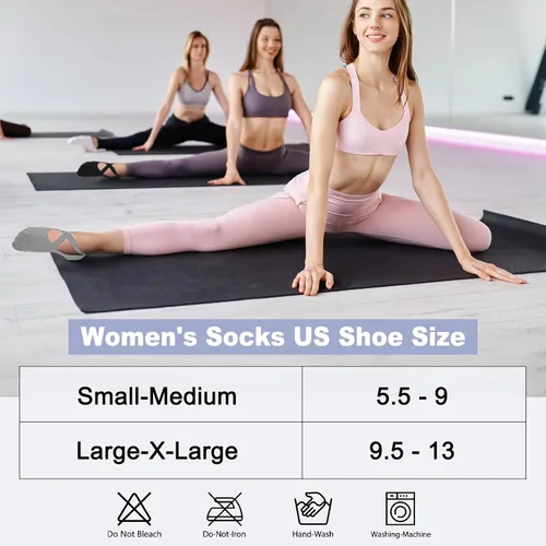Miniatura 6 de CTHH 6 pares de calcetines de pilates, calcetines de yoga antideslizantes para mujeres, pilates, Pure Barre, hospital, entrenamiento descalzo
