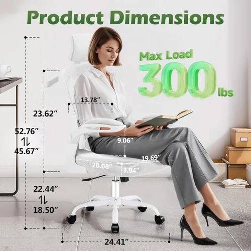 Miniatura 3 de AreShark Silla de Oficina Ergonómica con Soporte Lumbar Ajustable y Gancho para Reposacabezas, Silla de Malla Transpirable de Respaldo Alto
