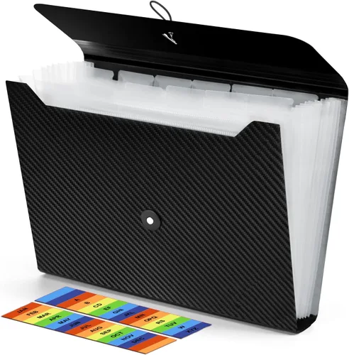 Carpeta de Archivos Expandible, Organizador de Archivos de Acordeón de 13 Bolsillos, Carpeta de Archivo de Acordeón para Documentos en Tamaño Carta