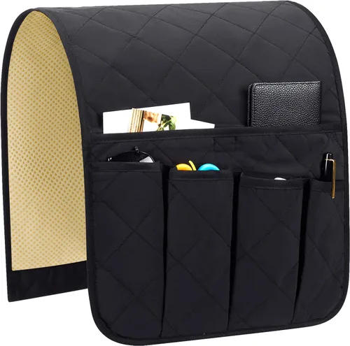 Teniux - Organizador de apoyabrazos antideslizante con soporte para control remoto y 5 bolsillos para sofá, silla, sillón, silla de brazo. Para