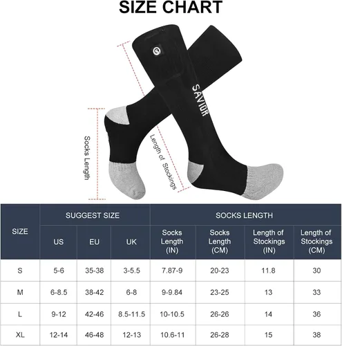 Miniatura 6 de Calcetines calefactables para hombres y mujeres, calcetines eléctricos térmicos alimentados por batería para pies fríos, camping, caza, invierno