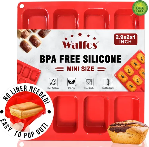 Miniatura 13 de Walfos Mini molde de silicona para pan, molde mini antiadherente para pan, molde de silicona para hornear pan de 9 cavidades, perfecto para mini