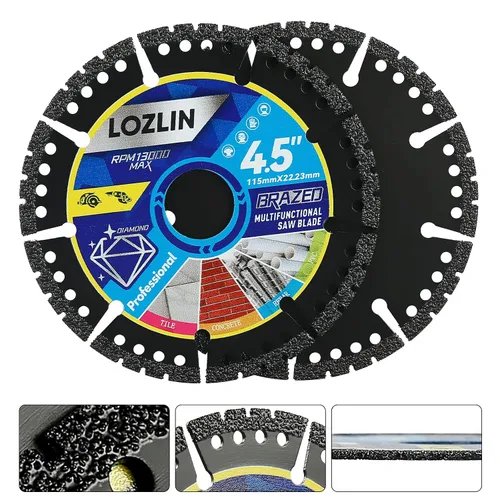 Miniatura 9 de LOZLIN Paquete de 3 Hojas de Sierra Multiusos de Diamante de 4.5" - Discos de Amoladora Angular de Servicio Pesado para Cortar
