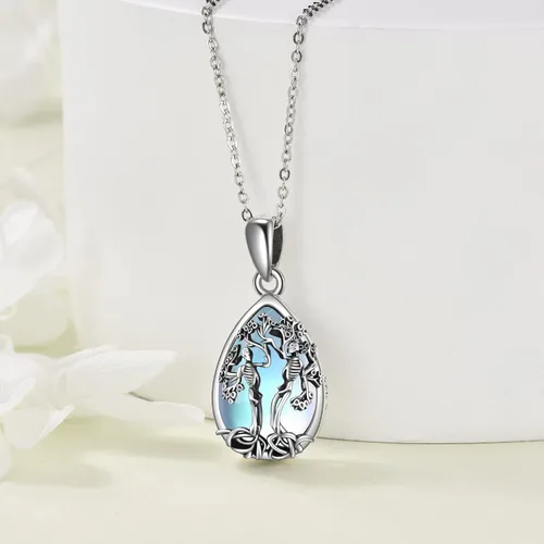 Miniatura 70 de ONEFINITY Collar de plata de ley 925 con diseño de árbol de la vida con colgante de nudo celta de concha de abulón para mujer