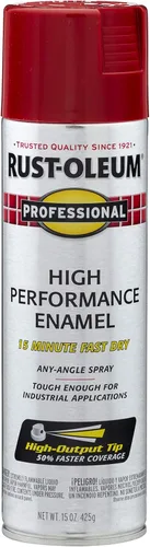 Rust-Oleum 7564838 Pintura en aerosol profesional de esmalte de alto rendimiento, 15 onzas, rojo seguro brillante Rojo de seguridad brillante