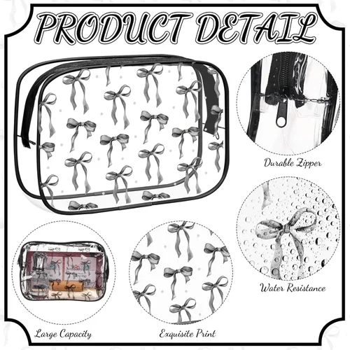 Miniatura 3 de Kacctyen 10 bolsas de maquillaje con lazo negro, regalos a granel para niñas y mujeres, regalos de fiesta de cumpleaños, coqueta, lazo pastel