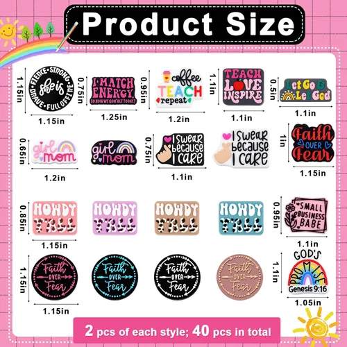 Miniatura 2 de Zeyune 40 cuentas focales de silicona para bolígrafos, cuentas de silicona coloridas para hacer llaveros, regalo de graduación, collares, pulseras
