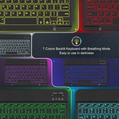 Miniatura 6 de DTTO Teclado Bluetooth, teclado inalámbrico recargable y funda de cuero de alta calidad con correa de mano incorporada para Samsung Galaxy Tab A8
