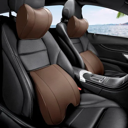 Miniatura 8 de Kit de almohada lumbar y cuello de automóvil, cojín ergonómico de espuma viscoelástica, alivia la fatiga de conducción, cómodo cuello y espalda
