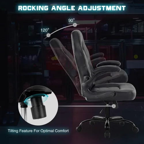 Miniatura 7 de DUMOS Silla ergonómica para juegos de computadora, escritorio de oficina en casa con soporte lumbar de piel sintética, juego de video grande y alto