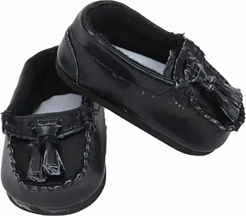 Miniatura 4 de American Fashion World Mocasines negros para muñecas de 18 pulgadas Calidad premium y diseño moderno Zapatos de muñeca Moda de zapatos