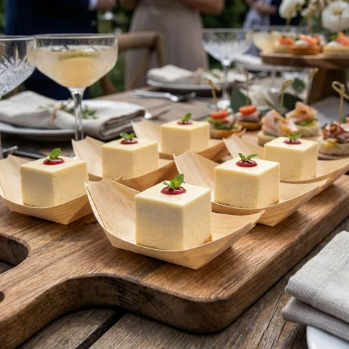 Miniatura 4 de Restaurantware Barco de comida de 4.5 x 2.5 pulgadas, 200 botes de exhibición de bambú, bandeja de bambú pequeña y duradera para eventos
