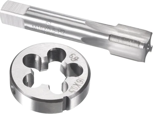 Miniatura 11 de uxcell M13 x 0.039 in Juego de llaves métricas y troqueles, rosca de máquina con troquel de roscado redondo, kit de grifo y troquelado