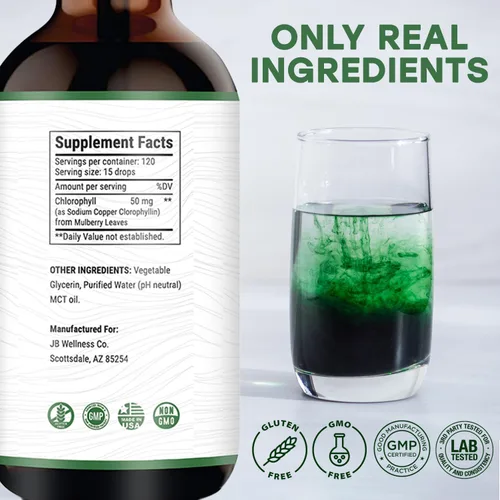 Miniatura 2 de Paquete de 2 gotas de clorofila líquida, concentrado totalmente natural, apoyo al sistema inmunológico, refuerzo de energía y digestión, de hojas