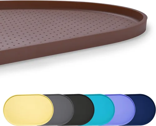 Miniatura 13 de Estera de comida para perros 100% impermeable de 0.5" con borde elevado, libre de BPA, de silicona, para mascotas, estera para gatos y perros que