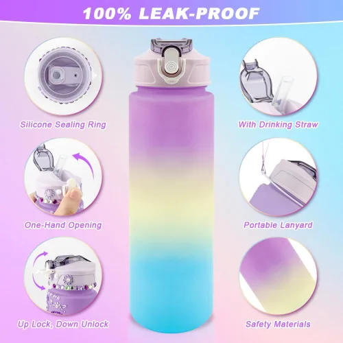 Miniatura 4 de iRFKCIOW Decora tus propios kits de botellas de agua para niñas de 4 a 12 años, botella de agua de bricolaje con calcomanías de gemas, pintura
