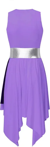 Miniatura 140 de easyforever Vestido de baile sin mangas con bloques de color para mujer, alabanza litúrgica, ropa de baile lírico, vestido de bata de adoración