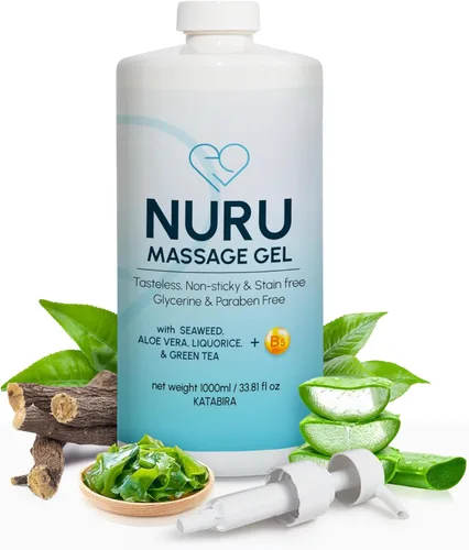 Miniatura 8 de Gel de masaje Nuru de 1.32 galones Alternativa al aceite de masaje Aloe Vera orgánico, algas marinas, té verde, regaliz y vitamina B5 A base