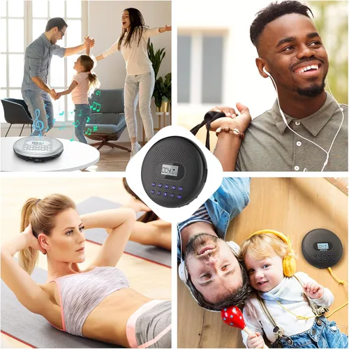 Miniatura 6 de ARAFUNA Reproductor de CD portátil con altavoces estéreo duales, reproductor de CD recargable para automóvil con protección antisaltos, auriculares