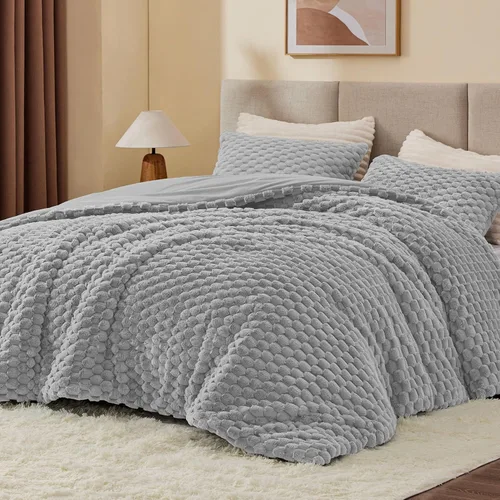 Miniatura 30 de BEDELITE Juego de Edredón Esponjoso Twin - Edredón Suave de Vellón Beige para Cama Twin, Juego de Ropa de Cama Lujoso y Cálido para Invierno, Juego