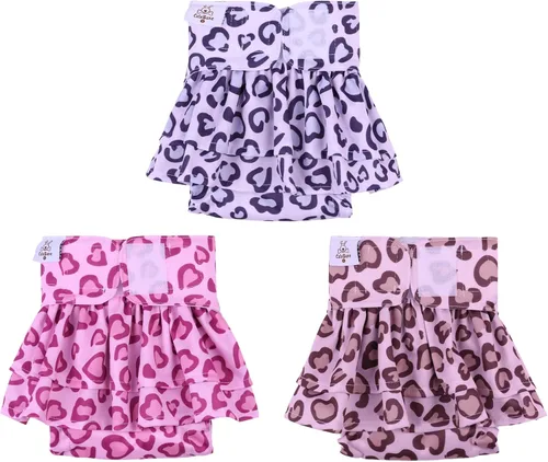 Miniatura 21 de CuteBone Pañales para perras con faldas, paquete de 3 vestidos reutilizables para cachorros, pantalones para el período de ciclo de calor QBD11M