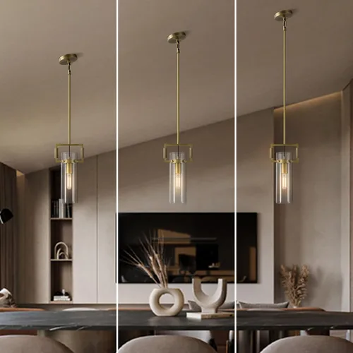 Miniatura 6 de Luces colgantes modernas de latón, paquete de 2, iluminación de isla de granja de vidrio de 12 pulgadas para cocina, comedor, baño y dormitorio