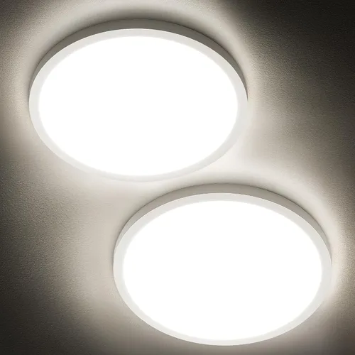 Miniatura 11 de SunRider Lámpara LED de techo empotrada, 3000 K, blanco cálido, 2400 lm, luces de techo planas redondas de 12 pulgadas y 24 W, equivalente a 240 W