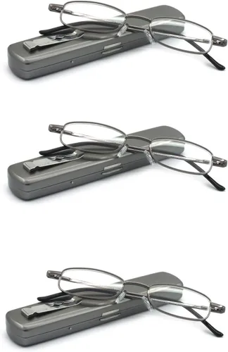 Gafas de lectura de metal portátiles ligeras con estuche de bolsillo para hombres y mujeres