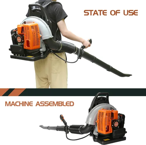 Miniatura 5 de Soplador de hojas de gas, 63CC 665CFM Mochila Soplador de hojas, 3HP 2 tiempos soplador de mochila, Soplador de hojas a gas, Soplador de gas