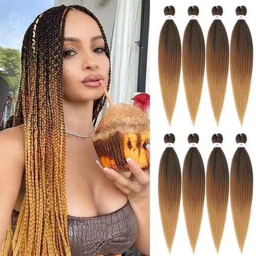 Miniatura 41 de Beyond Beauty - Trenzas preestiradas de cabello profesional sin picazón, ajuste de agua caliente, fibra sintética, textura Yaki, extensiones