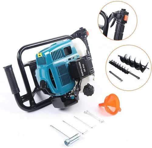 Miniatura 6 de DNYSYSJ Taladro de tierra de 2 tiempos de 52 cc, excavadora de agujeros de poste a gas con 2 brocas de 4 y 8 pulgadas, adecuada para perforar