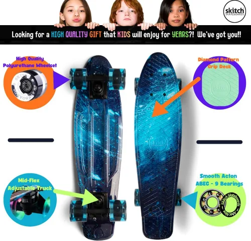 Miniatura 10 de SKITCH Patinetas para niños, adolescentes y adultos Juego de regalo de patineta premium para principiantes y profesionales, completo con tabla