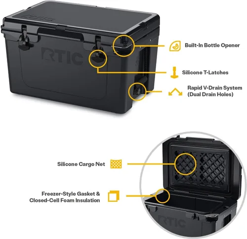 Miniatura 4 de RTIC Caja de hielo portátil con aislamiento duro para playa, bebidas, bebidas, campamento, picnic, pesca, barco, barbacoa Blanco